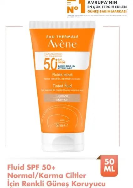 Avene Tinted Fluide SPF50+ Renkli Güneş Kremi Güçlü Koruma ve Doğal Görünüm Sağlar