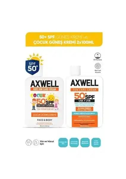 Axwell 50+ SPF Güneş Kremi Seti Yüksek Koruma ve Suya Dayanıklılık Özelliğiyle