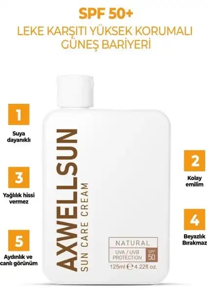 Axwell 50 SPF+ Leke Karşıtı Nemlendirici Güneş Kremi: Yüksek Koruma ve Cilt Bakımı