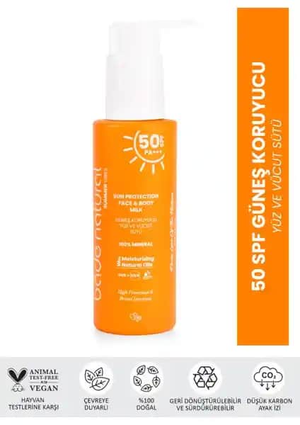 Bade Natural 50 SPF Güneş Koruyucu Yüz ve Vücut Sütü: Doğal İçeriklerle Yüksek Koruma