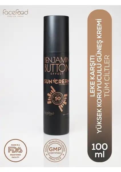 Benjamin Button Effect Güneş Kremi SPF 50+ 100ML ile yüksek koruma ve cilt bakımı