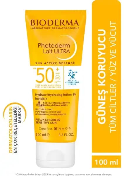 Bioderma Photoderm Lait Ultra SPF50+ Güçlü ve Suya Dayanıklı Güneş Koruyucu Krem