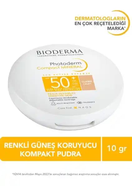 Bioderma Photoderm Mineral Compact Light SPF50+ Güneş Koruyucu ve Kusurları Gizleyen Pudra