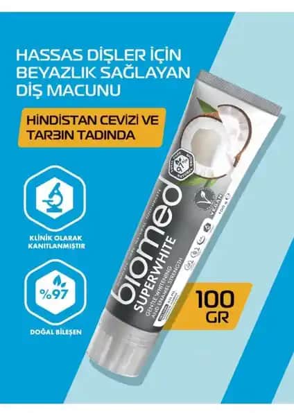 Biomed Superwhite Doğal Diş Macunu: Güvenilir, Beyazlatıcı ve Hassas Dişlere Uygun Ürün