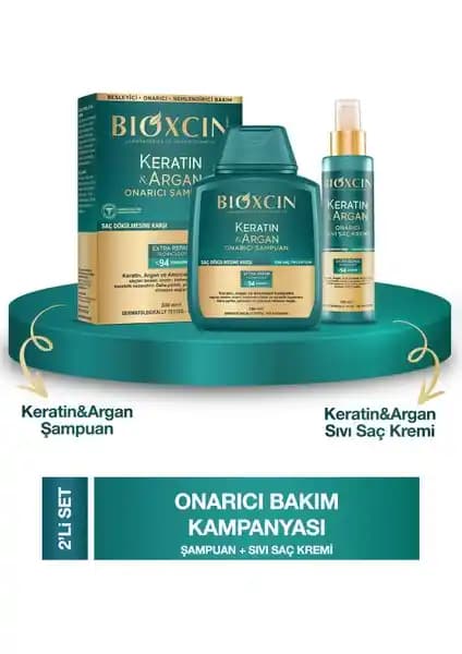 Bioxcin Keratin Argan Şampuan ve Bakım Kremi Seti Saç Güçlendirme ve Onarım İçin