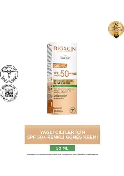 Bioxcin Sun Care Yağlı Ciltler İçin SPF 50 Renkli Güneş Kremi - Yüksek Koruma ve Günlük Kullanım