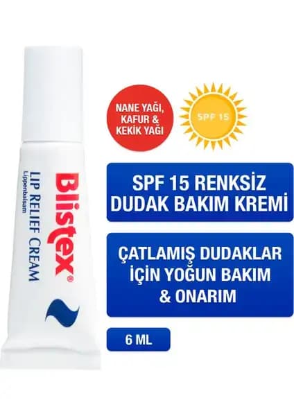 Blistex Lip Relief Krem: Kuruyan ve Çatlayan Dudaklar İçin Güçlü Onarım Çözümü