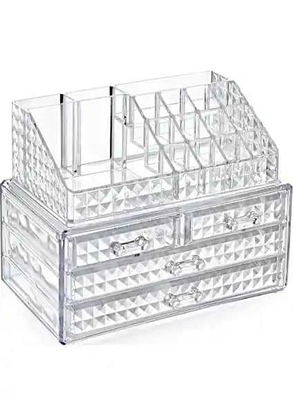 Box Up Diamond Klasik Organizerli 4'lü Çekmece Seti ile Makyaj ve Takı Düzenleme Çözümü