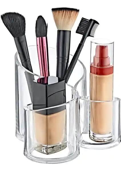 Box Up Üç Gözlü Organizer ile Makyaj ve Fırça Düzeninizi Kolayca Sağlayın