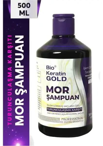 Boyalı Saçlar İçin Renk Koruyucu ve Turunculaşma Karşıtı Bio Keratin Gold Mor Şampuan