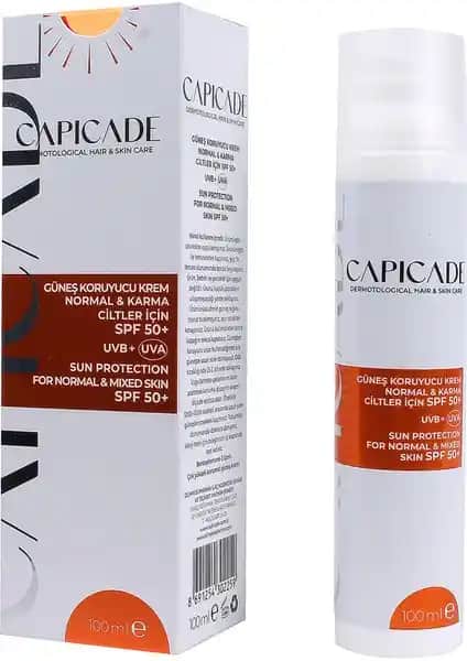 Capicade SPF50+ Güneş Koruyucu Krema Normal ve Karma Ciltler İçin 100ml