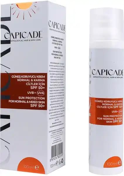 Capicade SPF50+ Güneş Koruyucu Krema Normal ve Karma Ciltler İçin 100ml