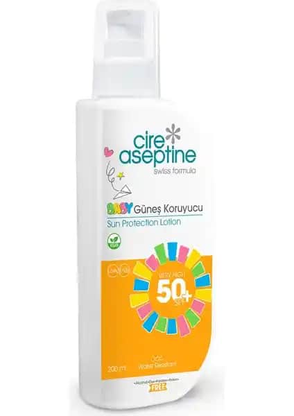 Cire Aseptine Bebek Güneş Koruyucu Losyon SPF 50+ Güvenilir ve Hassas Ciltler İçin Uygun