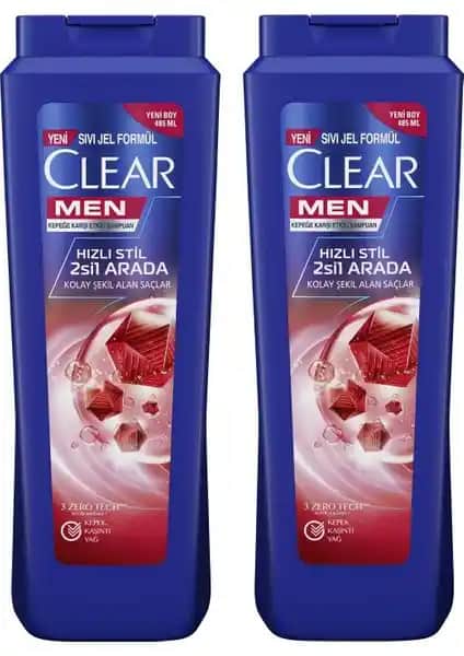 Clear Kepeğe Karşı Etkili Şampuan Hızlı Stil 2'si 1 Arada Saç Sağlığını Koruyan Erkekler İçin