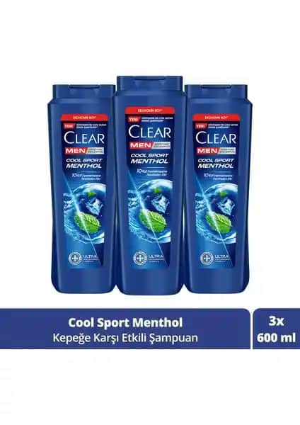 Clear Men Kepeğe Karşı Etkili Şampuan Cool Sport Menthol 600 ml Erkekler İçin Saç Bakım Ürünü