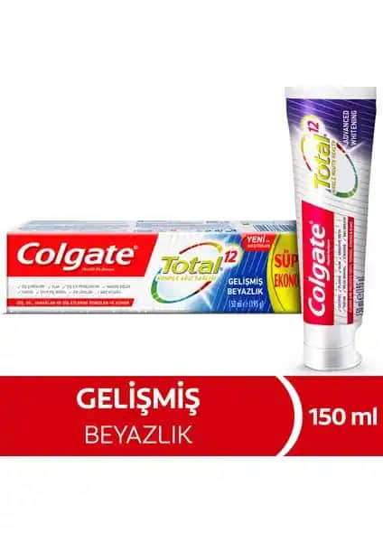 Colgate Total Gelişmiş Diş Macunu Beyazlık ve Temizlikte Güçlü Çözüm