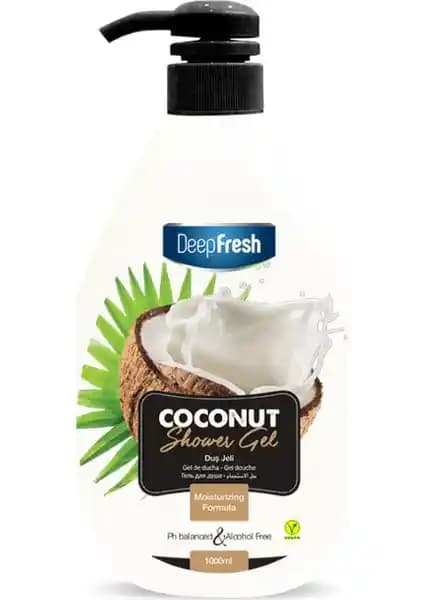 Deep Fresh Duş Jeli Coconut 1 Litre Tropikal Koku ve Cilt Dostu Formül ile Ferahlatıcı Temizlik