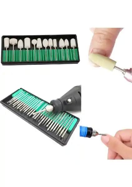 Depolife 42 Parça Protez Tırnak ve Kuru Manikür Freze Ucu Seti Profesyonel ve Ev Kullanımı İçin