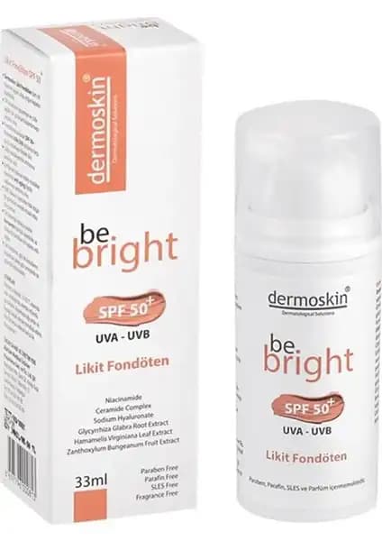 Dermoskin Be Bright SPF50+ Likit Fondöten: Yüksek Koruma ve Kusursuz Cilt Görünümü