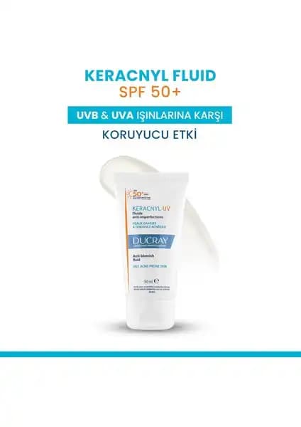 Ducray Keracnyl UV Fluide SPF 50+ Güneş Koruyucu Yağlı ve Akne Eğilimli Ciltler İçin