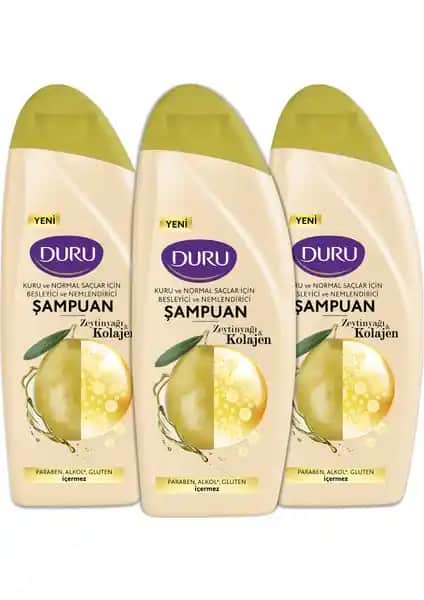 Duru Zeytinyağı ve Kolajen İçeren Doğal Şampuan Kuru ve Normal Saçlar İçin Güçlendirici Bakım