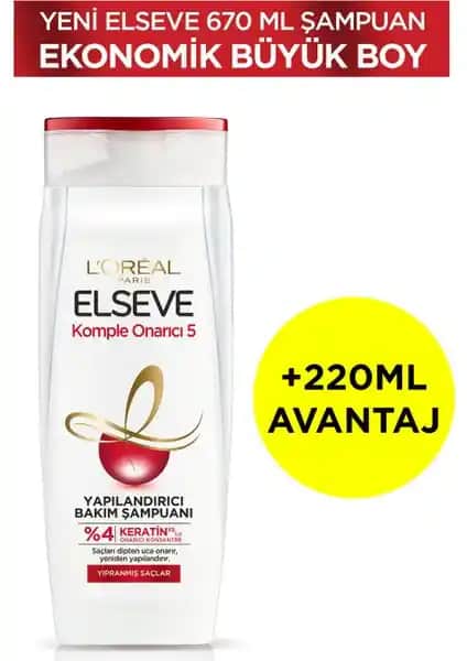 Elseve Komple Onarıcı 5 Yapılan<dı>rıcı Bakım Şampuanı Saçları Güçlendiren ve Onaran Formül