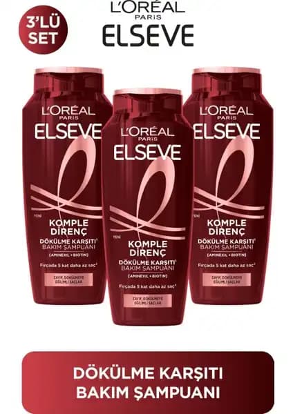 Elseve L'Oreal Paris 3'lü Dökülme Karşıtı Şampuan Saç Güçlendirme ve Sağlıklı Saçlar İçin