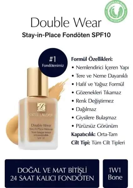 Estée Lauder Double Wear Stay-in-Place Fondöten SPF 10: Uzun Süreli ve Doğal Görünüm Sağlayan Makyaj Ürünü