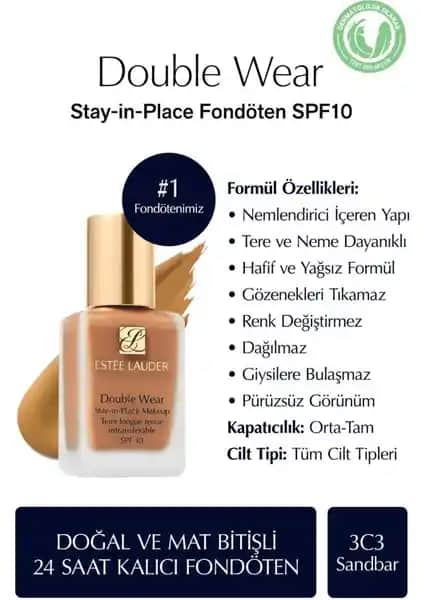 Estée Lauder Double Wear Stay-in-Place Fondöten SPF 10: Yüksek Kapatıcılık ve Uzun Süreli Kalıcılık