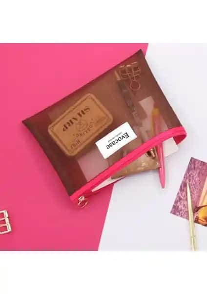 Evocase Kahverengi Makyaj Çantası Seti Şıklık ve İşlevsellik Bir Arada