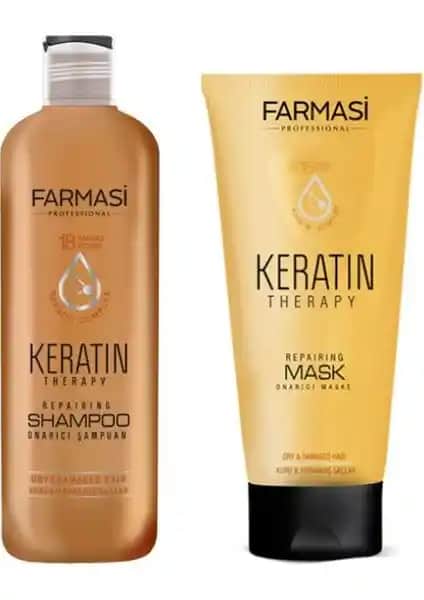 Farmasi Keratin Therapy Onarıcı Set: Kuru ve Yıpranmış Saçlar için Güçlendirici Bakım