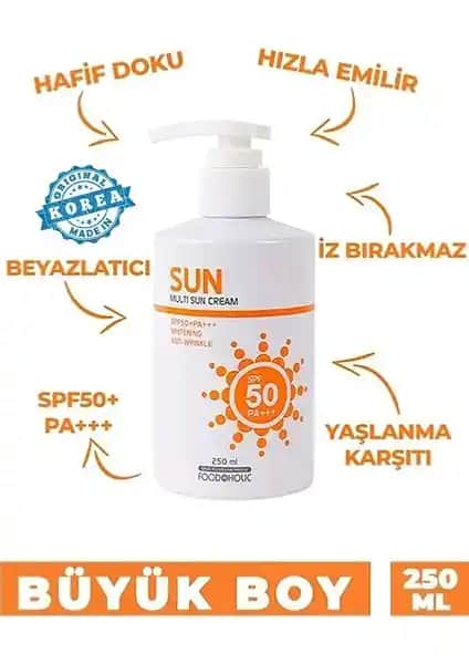 Foodaholic MULTİ SUN 250ML Güneş Kremi: Hassas Ciltler İçin Yüksek Koruma ve Nemlendirme