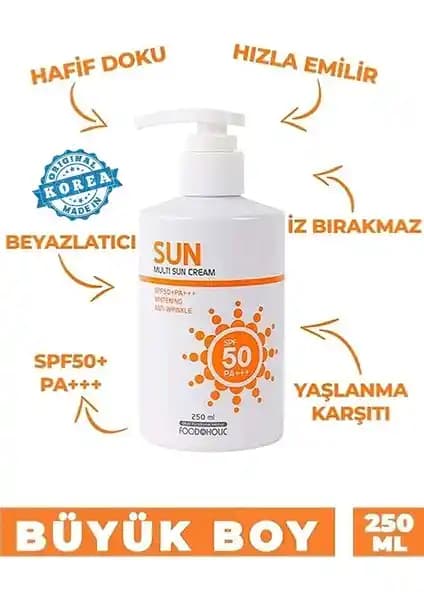 Foodaholic MULTİ SUN 250ML Güneş Kremi: Hassas Ciltler İçin Yüksek Koruma ve Nemlendirme