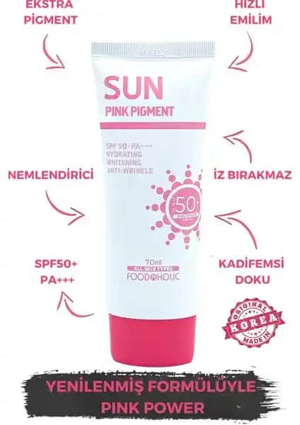Foodaholic Pinkpower Adenozin İçeren Güneş Koruyucu Krem SPF50+ Güçlü ve Güvenilir Koruma