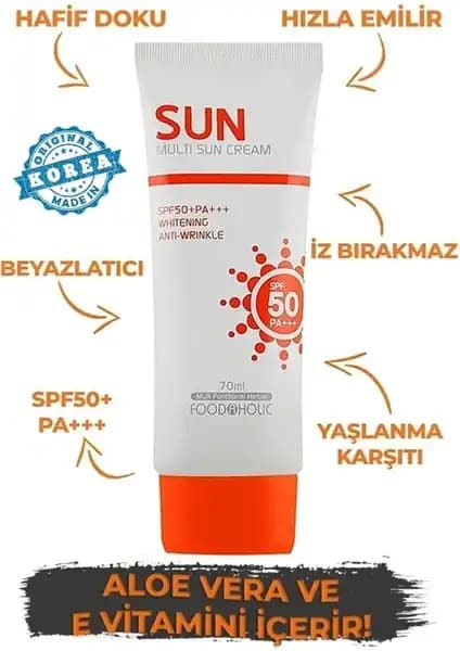 Foodaholic Sun SPF 50+ Güneş Kremi kuru ve hassas ciltler için yüksek koruma sağlayan formül