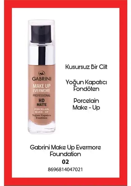 Gabrini HD Matte Fondöten 02: Doğal ve Mat Görünüm İçin Uzun Süre Kalıcı Çözüm