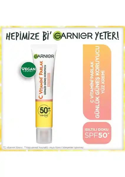 Garnier C Vitamini Parlak Günlük Güneş Koruyucu Fluid Yüksek SPF ve Doğal Işıltı Sağlar