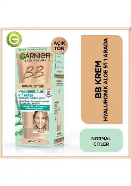 Garnier Hyaluronik Aloe Klasik BB Krem Açık Ton ile Günlük Cilt Bakımı ve Parlaklık