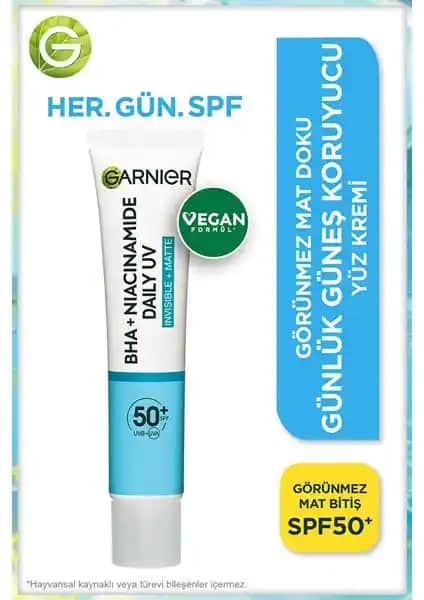 Garnier Saf ve Temiz Bha Niasinamid Günlük Güneş Koruyucu SPF50 Yüz Kremi