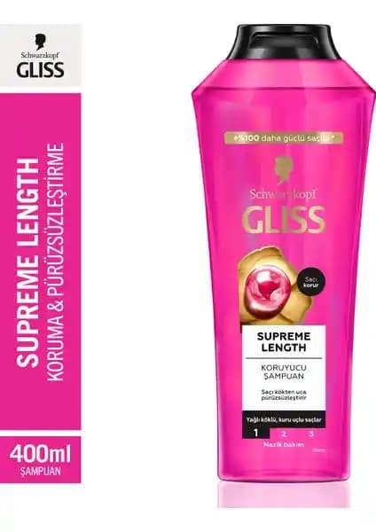 Gliss Schwarzkopf Supreme Length Koruyucu Şampuan Saçları Güçlendiren ve Uzatan Bakım Ürünü