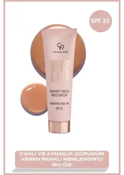 Golden Rose Nude Look Radiant Tinted Nemlendirici No: 02 Orta Ton ile Doğal ve Sağlıklı Cilt Görünümü
