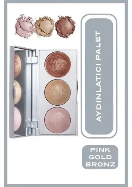 Golden Rose Strobing Highlighter Palette Pink Gold Bronz ile doğal ve parlak makyaj deneyimi