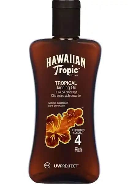 Hawaiian Tropic Yağ SPF 4 ile doğal bronzluk ve güneş koruması sağlayan ürün