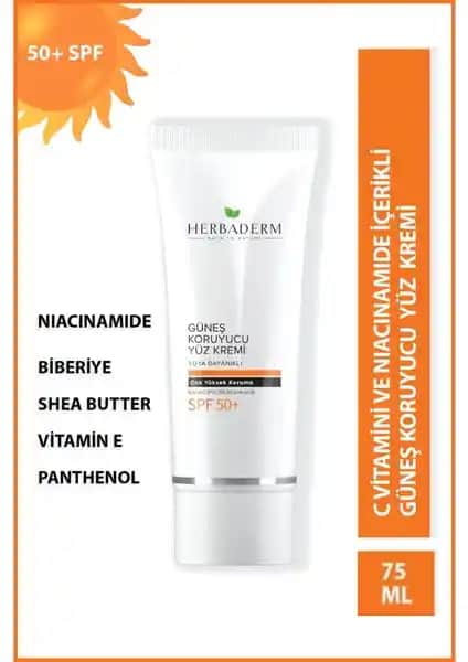 Herbaderm Suya Dayanıklı Güneş Koruyucu Yüz Kremi 50 Faktörle Hassas Ciltlere Uygun