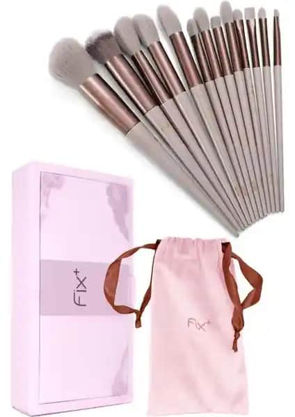 İman Of Noble Fix Özel Kutulu 13'lü Pembe Makyaj Fırça Seti Profesyonel ve Kişisel Kullanım İçin