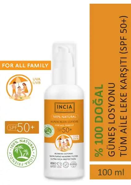 INCIA Tamanu Yağlı Doğal Güneş Losyonu SPF 50+ Yüksek Koruma ve Hassas Ciltler İçin Güvenli