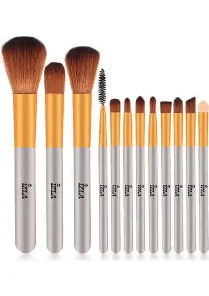 İzla Izla 12 Parça Bambu Fırça Seti Profesyonel ve Çevre Dostu Makyaj Araçları