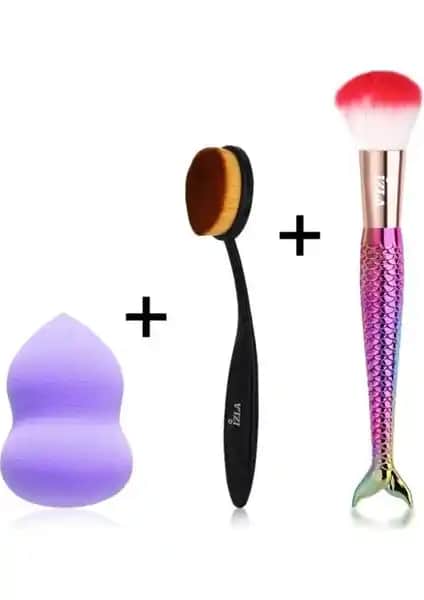 İzla İzla Sünger-Kaşık Fırça-Föndöten Fırça Seti ile Profesyonel Makyaj Deneyimi