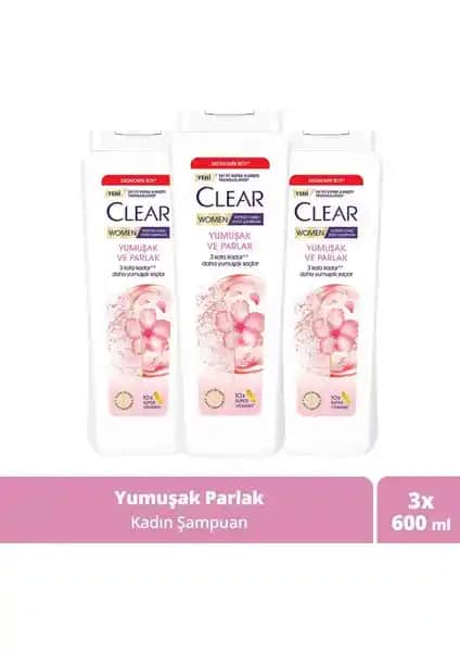 Kadınlar İçin Kepeğe Karşı Etkili Clear Women Şampuan 600 ml Üçlü Paket