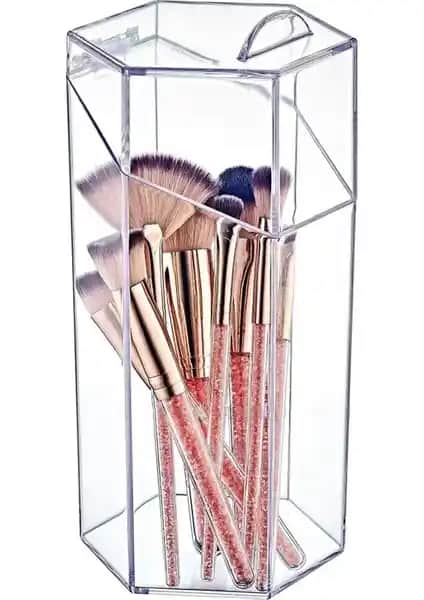 Kapaklı Makyaj Fırça Düzenleme Kutusu: Şık ve İşlevsel Saklama Çözümü